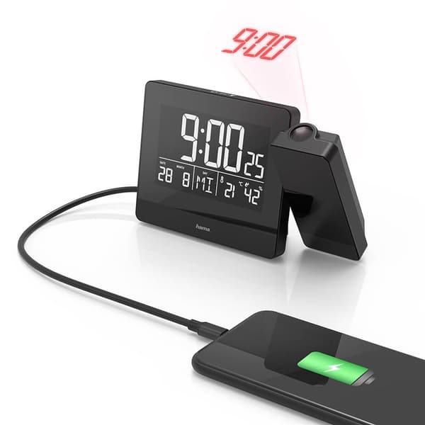 HAMA Vekkerklokke Projeksjon Plus Charge Svart