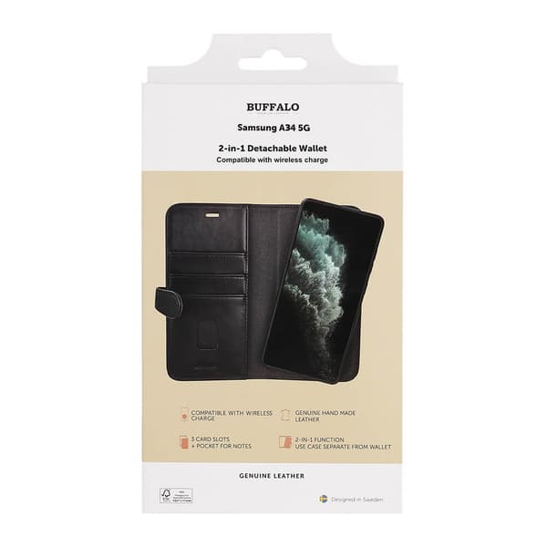 Buffalo Wallet Case 2-i-1 3 Kort Sort - Samsung Galaxy A34 5G
