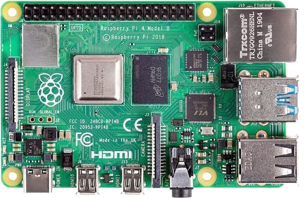 Raspberry Pi 4 Model B, 4 GB RAM, USB-C, dobbel Micro HDMI