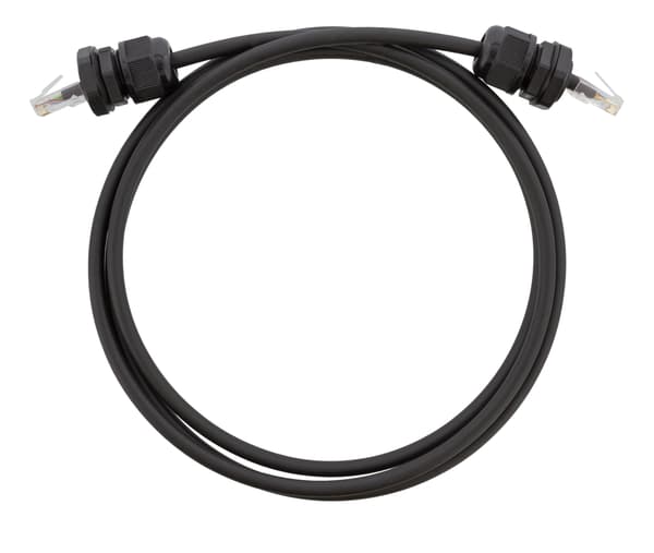 DELTACO S/FTP Cat6a patchkabel, 1m, IP68, PG13.5, svart