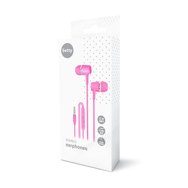 Setty Trådade hörlurar 3,5mm, Rosa