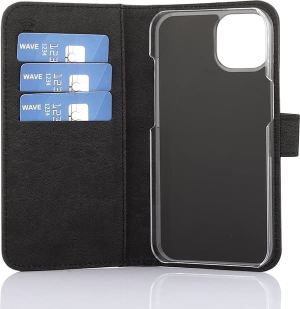 Wave Flap BookCase -suojakotelo, iPhone 13, musta