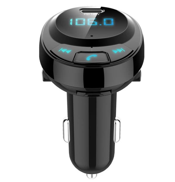 FM-sender med Bluetooth-håndfri, QC 3.0-oplader