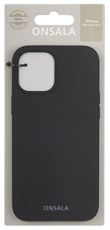 Onsala Suojakuori Silikooni Black - iPhone 12 / 12 Pro