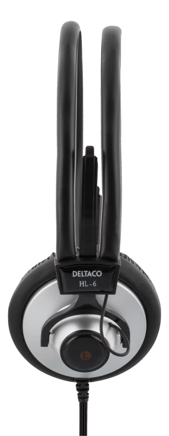 DELTACO hodetelefoner med volumkontroll 2,2m kabel