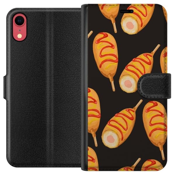 Tegnebogsetui til Apple iPhone XR med Kyllingedrumstick motiv