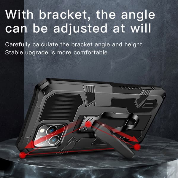 Robust skall med stativ til iPhone 13 Pro Max, Svart