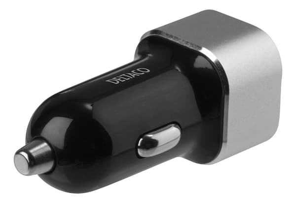 DELTACO USB-billader, 2x USB-A, 2,4 A, totalt 17 W