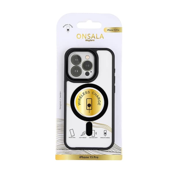 Onsala Mobilskal Bumper MagSeries Black & Clear - iPhone 15 Pro