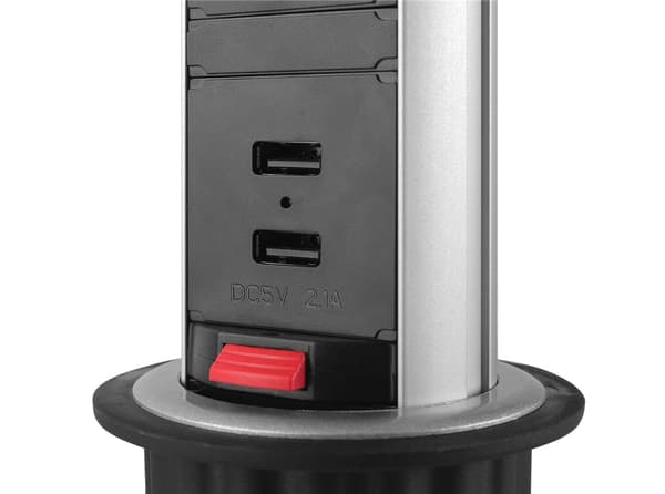 DELTACO Office Tabletop Pop-Up Power Strip with Surge Protector