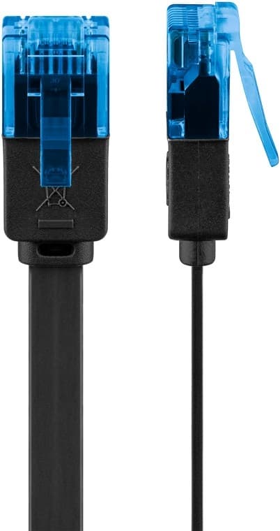 Goobay CAT 6A flat patchkabel, U/UTP, svart kobberleder (CU), 10 m