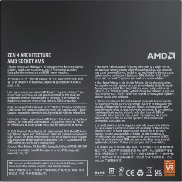 AMD Ryzen 5 7600X-processor för AM5-sockel