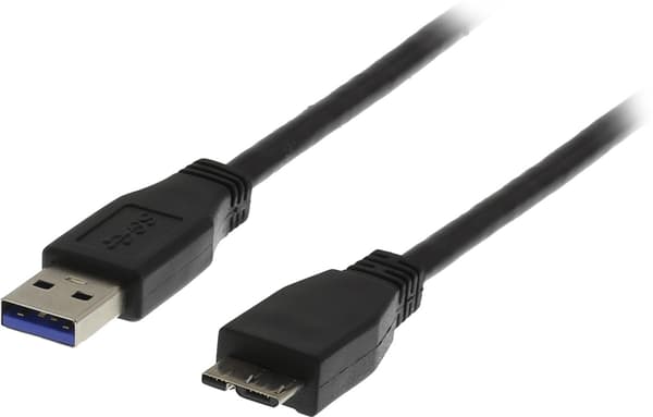 DELTACO USB 3.0 kabel, Typ A hane - Typ Micro B hane, 0,5m, svart (USB3-005S)