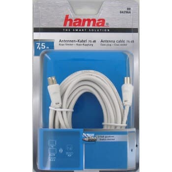 Hama antennekabel 7,5m hvit 75dB
