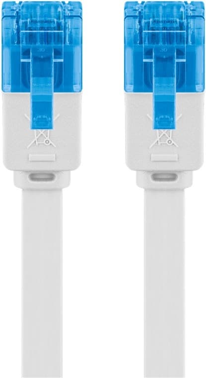 Goobay CAT 6A platt patchkabel, U/UTP, vit kopparledare (CU), 0.5 m