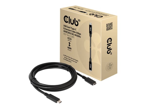 Club 3D USB Typ-C förlängningskabel 1m Svart