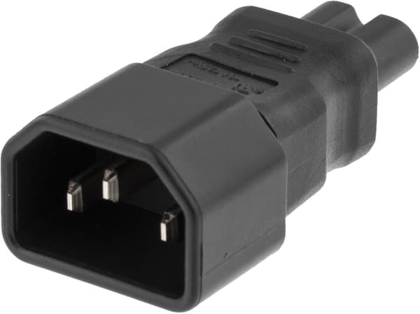 DELTACO Strømadapter, IEC 60320 C14 til IEC 60320 C7, 250V/2,5A, sort