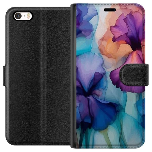 Tegnebogsetui til Apple iPhone 5 med Magiske blomster motiv