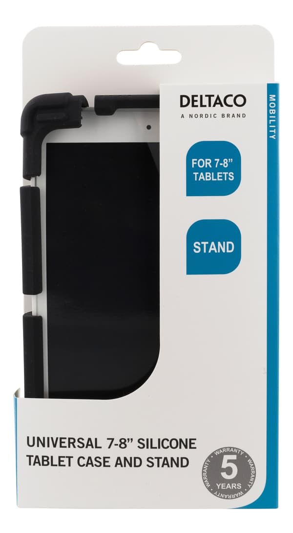 Deltaco Case in silicone for 7-8"" tablets, stand, black