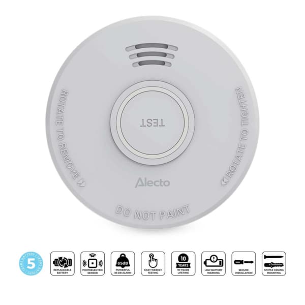 Alecto Røgalarm med 5 års batteri Hvid