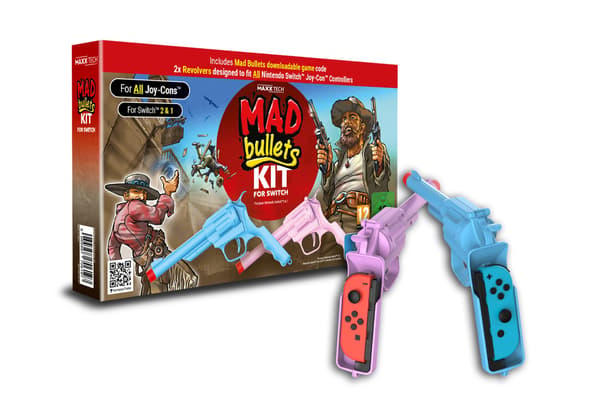 Maxx Tech Mad Bullets CIB med Switch 2 &amp; 1 kompatibelt tillbehör