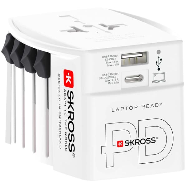SKROSS Verdensadapter MUV USB AC65PD 1xUSB-C PD + 1xUSB-A 65W