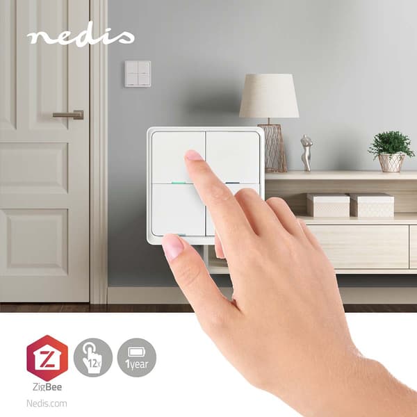 Nedis SmartLife Veggbryter | Zigbee 3.0 | Wall Mount | Android™ / IOS | Plast | Hvit