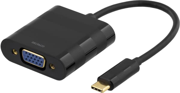 DELTACO USB 3.1 till VGA adapter, USB Typ C - VGA, svart