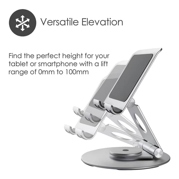 Desire2 Dual Pivot 360 -teline tableteille ja puhelimille, hopea