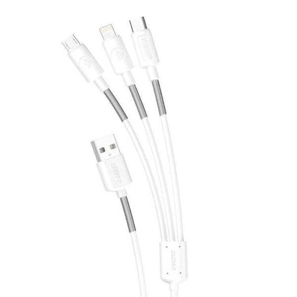 Dudao L8s Upgrade USB-A to Lightning/USB Micro/USB-C 3-in-1 cable 1.2 m white