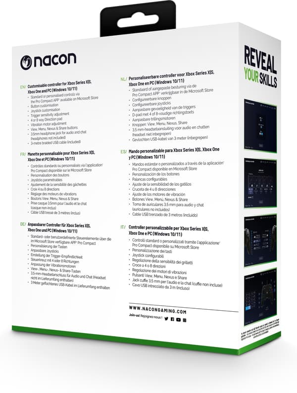 Nacon Pro Compact trådbunden spelkontroll, röd, Xbox / PC