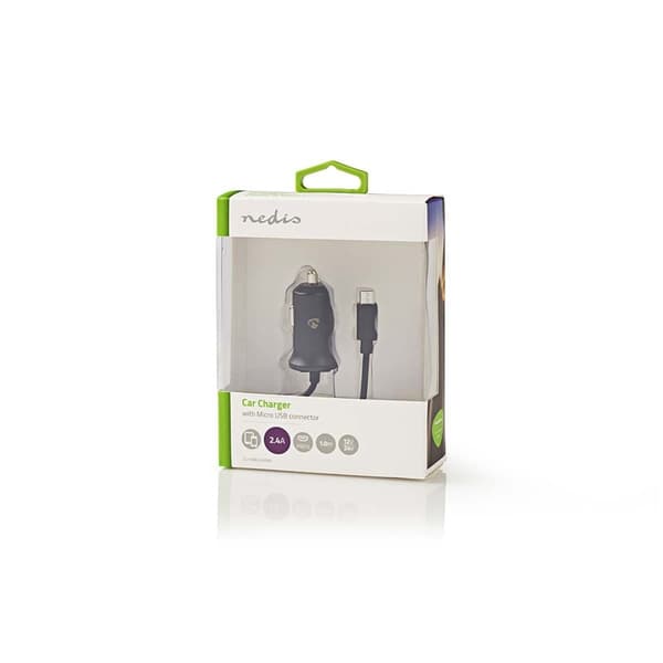 Nedis Biloplader | 12 W | 1x 2.4 A | Antal output: 1 | Micro USB (Fixed) kabel | 1.00 m | Single Voltage Output