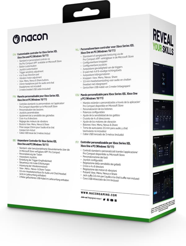Nacon Pro Compact trådbunden spelkontroll, ljusblå, Xbox / PC