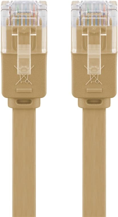 Goobay CAT 6 flat patchkabel, U/UTP, lysebrun kobberleder (CU), 1 m