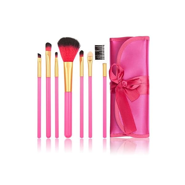 Professionella skonsamma sminkborstar, 7-pack, rosa