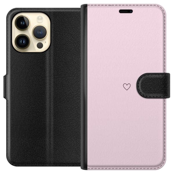 Tegnebogsetui til Apple iPhone 14 Pro Max med Hjerte motiv