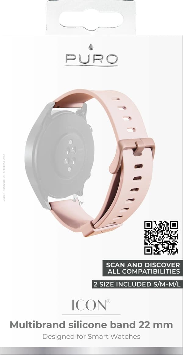 Puro Universal Silicone watch band 22mm, Rose