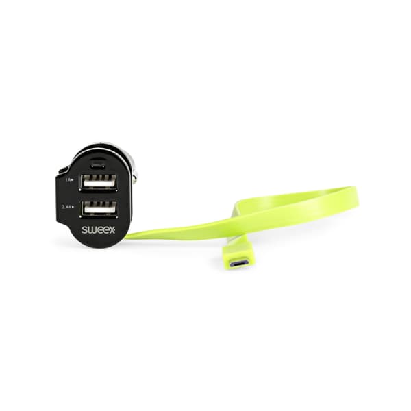Sweex Billader 3-ttganger 6 A 2 x USB / Micro USB Sort/Grøn