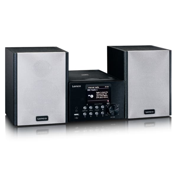 Lenco Mikrofoni, jossa on internet/ DAB+-radio Bluetooth® CD MP3 Musta