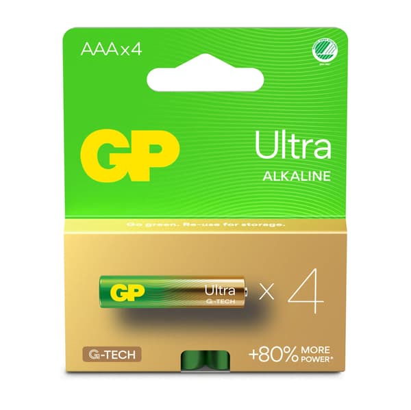 GP Batteri Ultra Alkaline AAA LR03 4-Pakning