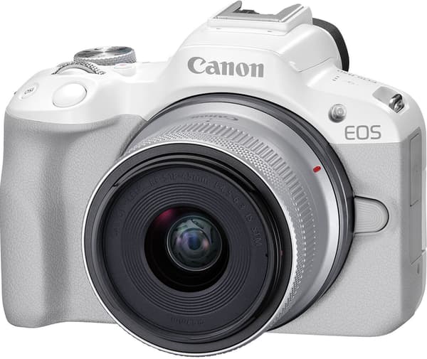 Canon EOS R50 systemkamera, hvit + 18-45 mm objektiv