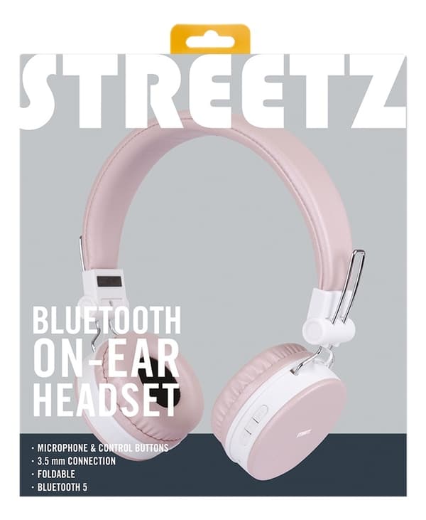 STREETZ Vikbart on-ear BT headset, 3.5 mm, rosa