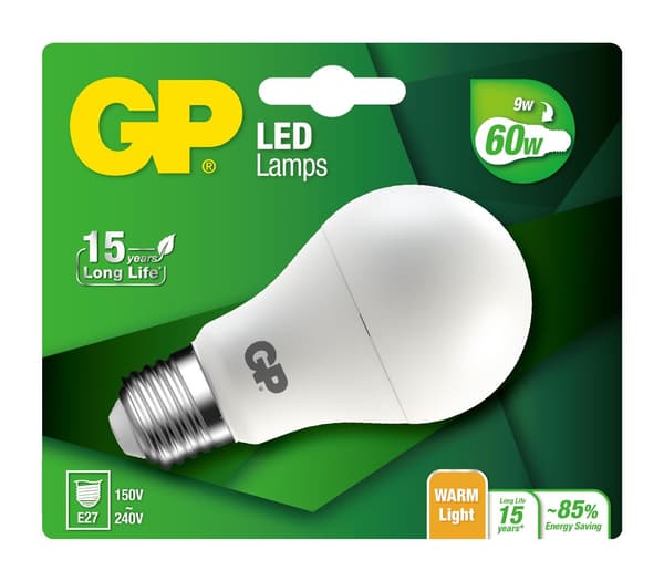 GP LED-lamppu Classic, E27, 9W (60W), 806lm