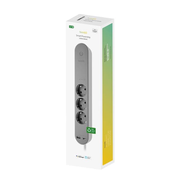 Hombli Smart Grenuttag 3-veis Grå USB-C & USB-A