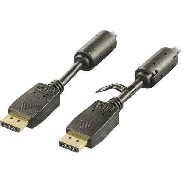 DELTACO DisplayPort monitorkabel, 20-pin han - han, 5m, sort