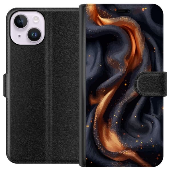 Plånboksfodral till Apple iPhone 14 med Eldigt silke motiv