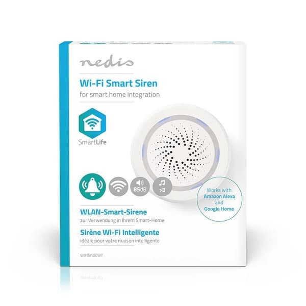 Nedis SmartLife-Siren | Strömadapter | 8 Melodier | 85 dB | Android™ / IOS | Vit