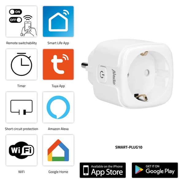 Alecto Smart Wi-Fi-plugg 16A 3680W 3-pakning Hvit