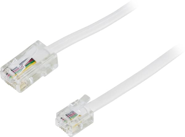 DELTACO modulkabel, 8P4C(RJ45) til 6P4C(RJ11),1m,hvit