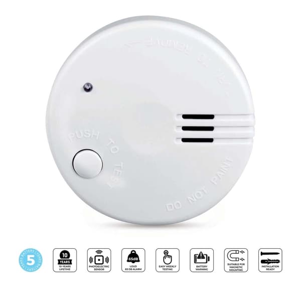 Alecto Mini-røgalarm med 5 års batteri Hvid